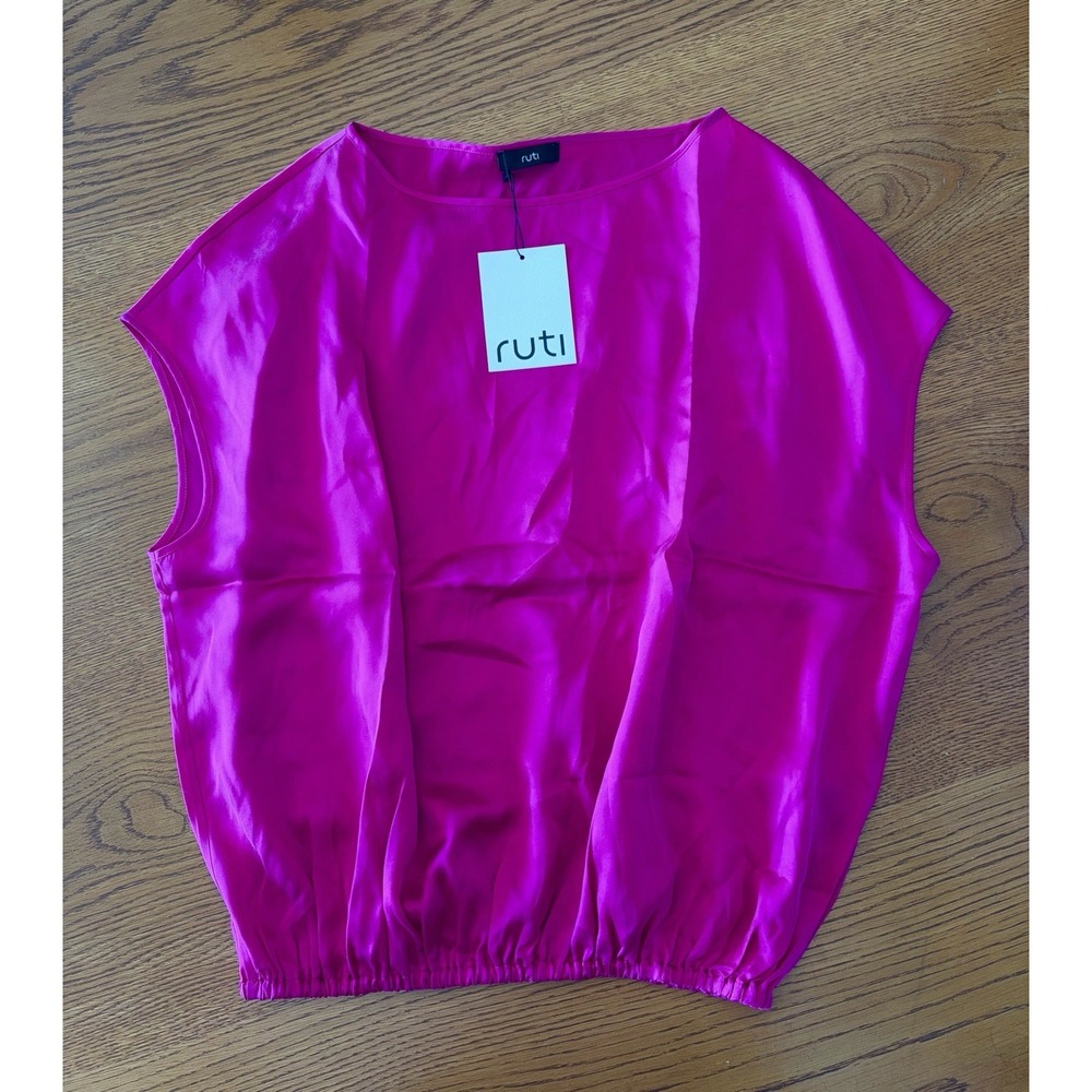 RUTI NWT $219 "Almost A Tee Silk Blouse" In Fuschia Size Small